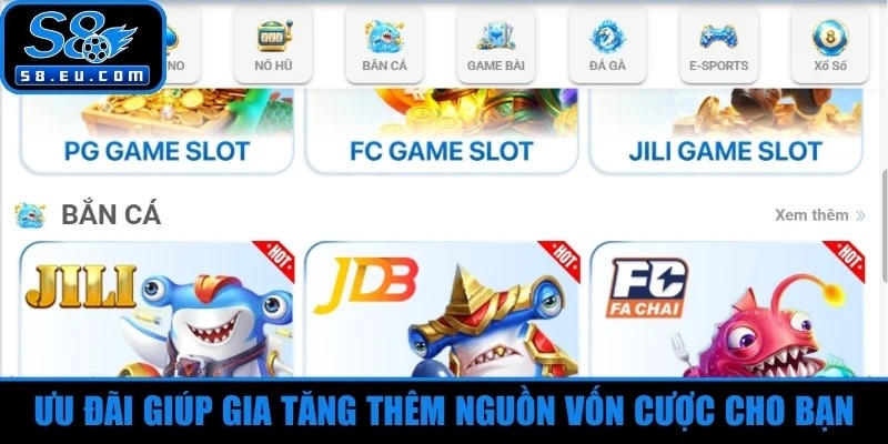 Ưu đãi giúp gia tăng thêm nguồn vốn cược cho bạn